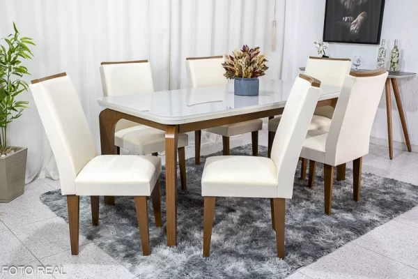 Mesa Jantar Londrina Imbuia 180×90 6 Cadeiras Luxo Veludo Grafite Rufato - 1.68 - PR/RF - Image 3