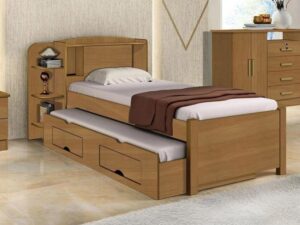 Bicama Solteiro Milênio Plus Baú 100%MDF COM Cama Auxiliar – 1,30m – D Doro Móveis – 7.0 – LD – 7.2 PR