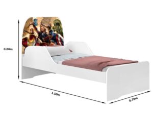 Cama Juvenil C/ Proteção Lateral Vingadores Nº51 MDF 70cm x 150cm – Tigus – 2.2 – CW