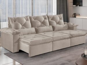 Estofado Sofá Atlas Retratil Reclinavel Veludo Inca 2,90m 3×80 – Idealle – 2.00 – SR