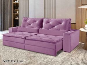 Estofado Sofá New Dallas Retratil Reclinavel Veludo Inca 2,90m 2×120 – Idealle – 1.60 – SR