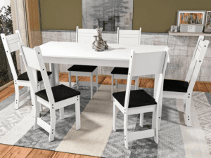 Conjunto Mesa Caribe 6 Cadeiras MDF 150cm – Indekes – 7.1 – CW