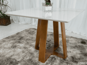 Conjunto Mesa Vitra 4 Cadeiras Tampo Vidro/MDF 90cm – Madesala – 1.22 – CW