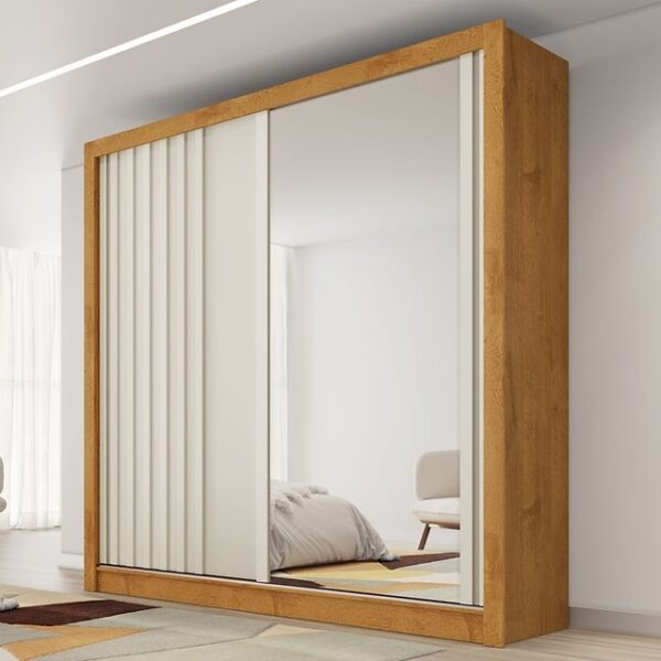 Roupeiro Guarda Roupa Lugano 2P4G Ripado 100%MDF C/ 1 Espelho – 1,80m – MadeMarcs – 1.29 – SR - 1.24/TD - Imagem 3
