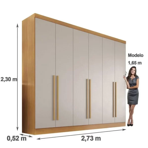Roupeiro Guarda Roupa Gramado 6P6G MDF 273cm - Valverde - 1.67 - CW - Image 4