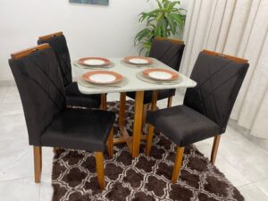 Mesa de Jantar Itália 1.20×0.80 Com 4 Cadeiras Califórnia – 1.04 LD