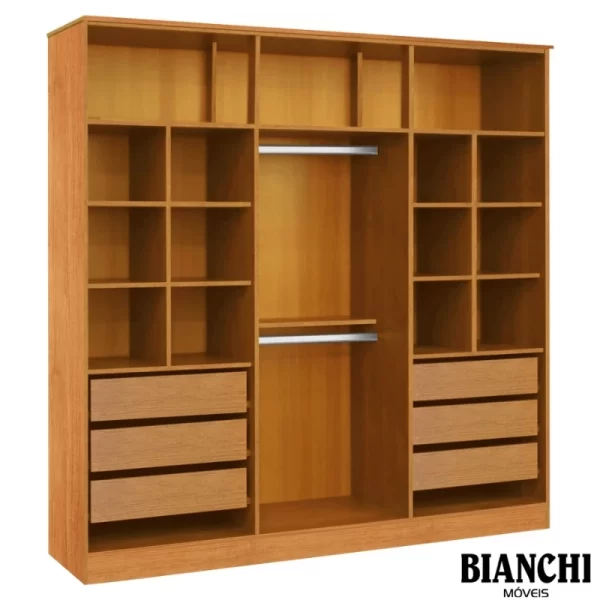 Roupeiro Bianca 6P 2,30M - 100%MDF - Bianchi - 1.2/TD/RN/RF/LD - Imagem 3