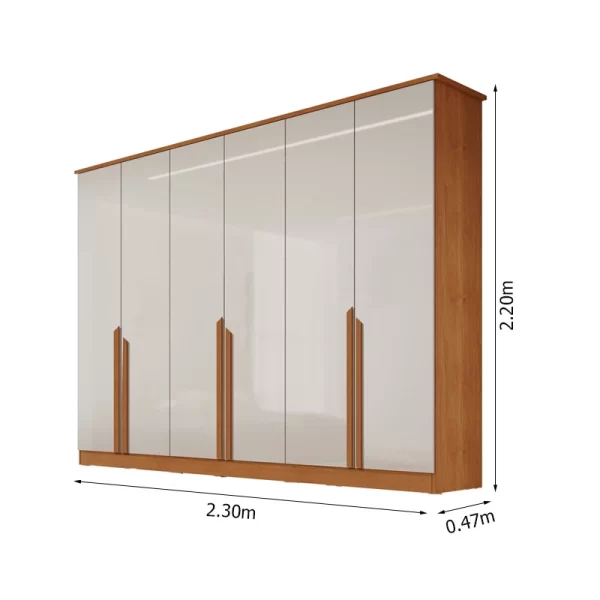 Roupeiro Bianca 6P 2,30M - 100%MDF - Bianchi - 1.2/TD/RN/RF/LD - Imagem 4