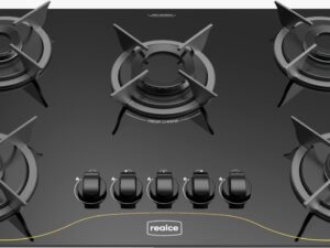 CookTop a Gas Realce 5 Bocas Mesa de Vidro Temperado Preto – REALCE – 0,685m – 6.5/SR