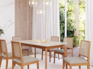 Mesa de jantar Ficus 1,60 M c/6 Cadeiras Buriti – TRA/2.66