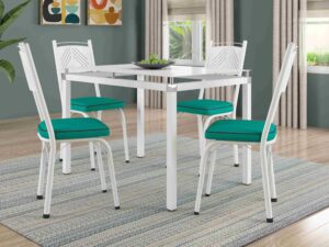 Mesa Malva de aço 1,07m – com 4 Cadeiras turquesa -8.9/SR