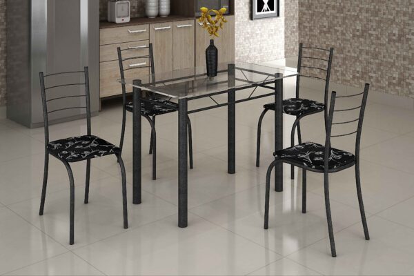 Mesa Rio tubular 1,00x0,60 - Granito ou vidro- c/ 4 cadeiras - Teixeira - 4.4/SR (4pés) - Image 2