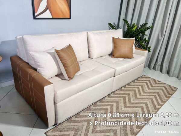 Sofa Cama Monaco 220 2x100cm - 10cm Linho - Orthobox SR/1.88 - Image 3