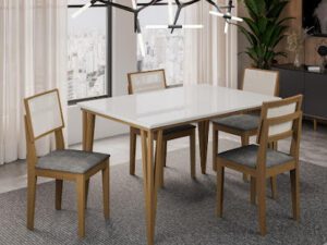 Mesa de Jantar Safira 1,30×90+ c/4 cadeira – Nevoa ou Grafite – TRA/1.48