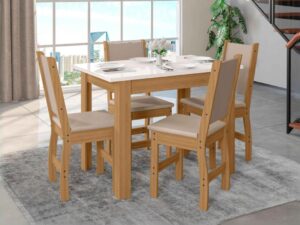 Mesa Bellagio(108x68cm) + 4 cadeiras clara Poliman – 1.0/RN