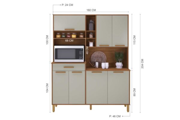 Kit Cozinha Braga 7P 1G INDEKES - 1.60m - 6.1/RN - Imagem 2