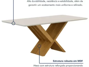 MESA AURORA 1,80X0,90 – VIDRO TEMPERADO – VALDEMÓVEIS – 8.0/TRA