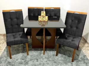 Mesa Madri (90x90cm) + 4 Cadeiras Sophia/Capri – Minasplac + WM Decor – 9.2/TD