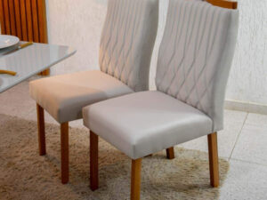 Mesa Pedro Mel Vidro OFF(120x80cm) + 4 Cadeiras Genova Veludo Art Assento – 1.2/RF