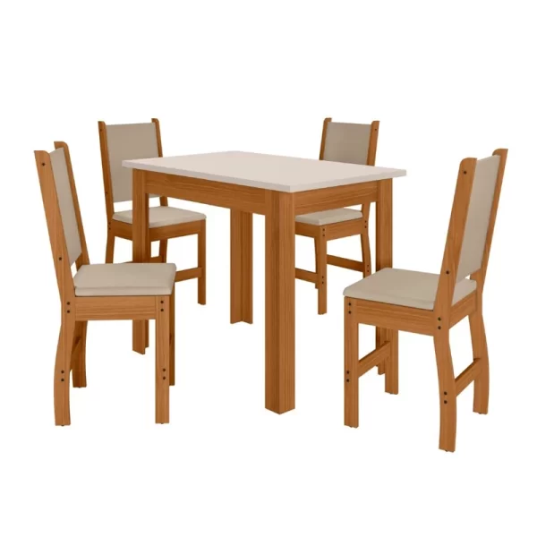 Mesa de Jantar Bellagio(108x69) + 4 cadeiras Clara Poliman - 4.3/RF