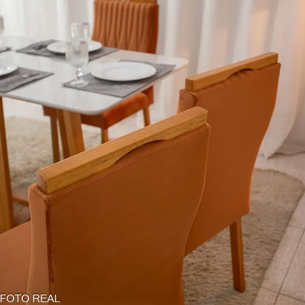 Mesa Pedro Mel Vidro OFF(120x80cm) + 4 Cadeiras Genova Veludo Art Assento - 1.2/RF - Imagem 13