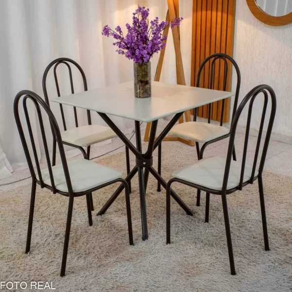 Mesa de Cozinha Base Ipanema (75x75cm) + 4 cadeiras Ubatuba(37cm) - 3.3/RF - Imagem 5