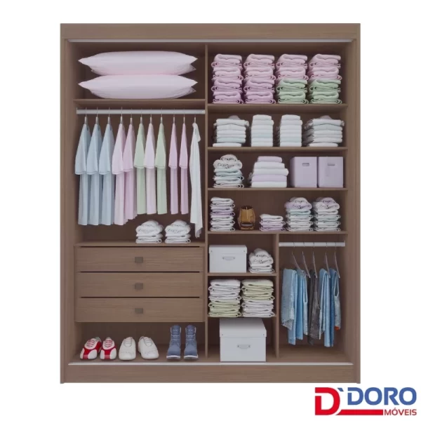 Roupeiro Atenas 2 Portas C/ 1 Espelho 3G internas - 100% MDF   - 1.85m - D Doro - 1.58/RF - Imagem 8