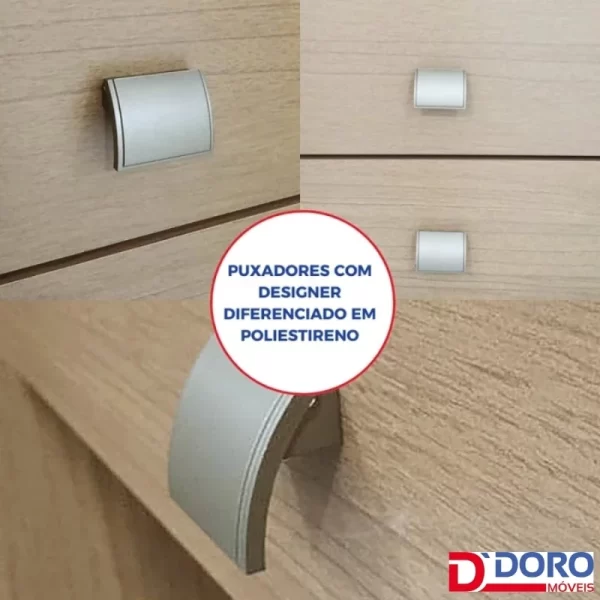 Roupeiro Titanium  2 P 6G C/ 1 Espelho Detalhe Ripado 100% MDF -  2.20m - D Doro -1.9/RF/SR - Imagem 6
