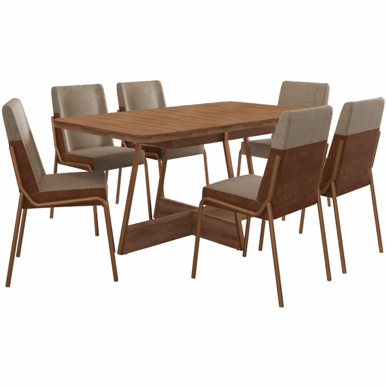 Mesa Átria 1592 Retangular (1,60m) + 6 Cadeiras Hug 1749 CARRARO MÓVEIS - 1.74/TD - Imagem 5