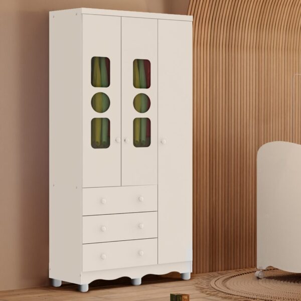 Roupeio GR 3 Portas Tedy 100%MDF – PEROBA MÓVEIS - 91,9cm 5.8/TD