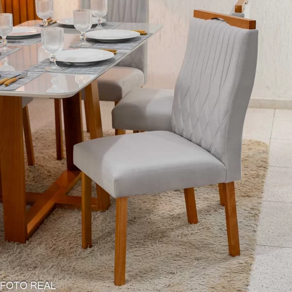 Mesa Pedro Mel Vidro OFF 160×80 +6 Cadeiras Genova Madeira Maciça Art Assento - 1.78/RF - Imagem 6