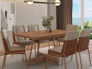 Mesa Átria 1592 Retangular (1,60m) + 4 Cadeiras Hug 1749 CARRARO MÓVEIS – 1.55/TD