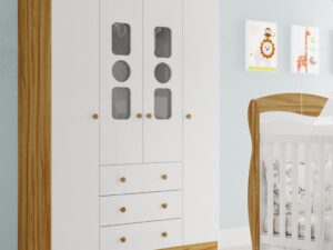 Roupeiro Infantil GR 4 Portas Tedy  100%MDF – PEROBA MÓVEIS – 122,1cm – 7.1/TD