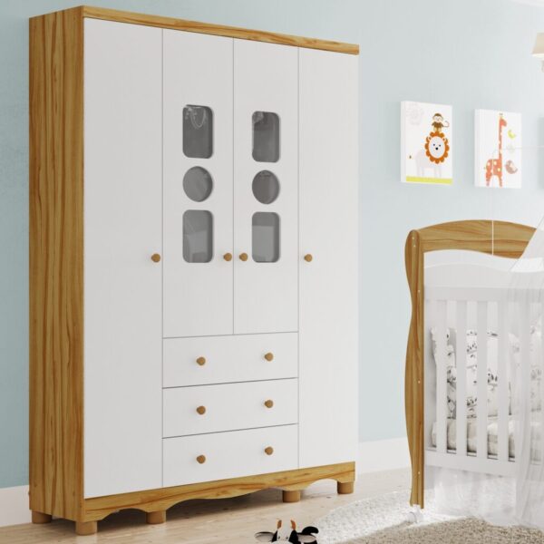Roupeiro Infantil GR 4 Portas Tedy  100%MDF – PEROBA MÓVEIS - 122,1cm - 7.1/TD - Imagem 2