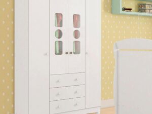 Roupeiro Infantil GR 4 Portas Tedy  100%MDF – PEROBA MÓVEIS – 122,1cm – 7.1/TD