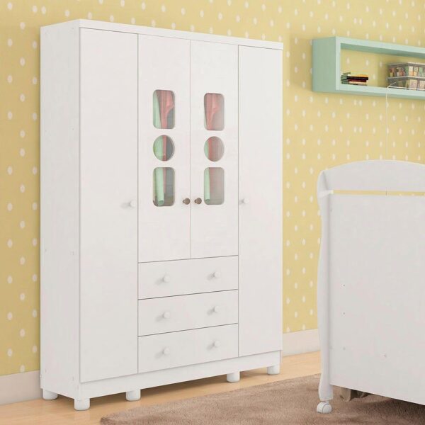Roupeiro Infantil GR 4 Portas Tedy  100%MDF – PEROBA MÓVEIS - 122,1cm - 7.1/TD
