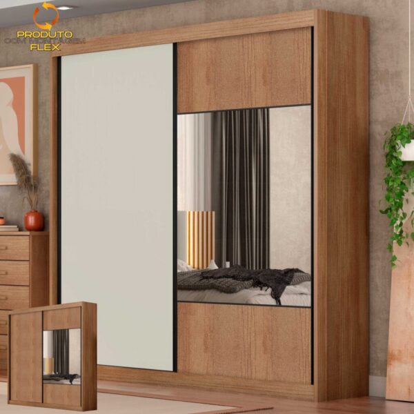Roupeiro Versatto 2P6G C/1 porta espelhada - Novo Horizonte - 100%MDF - 2,08m - 1.5/TRA 1.6/RN/TD