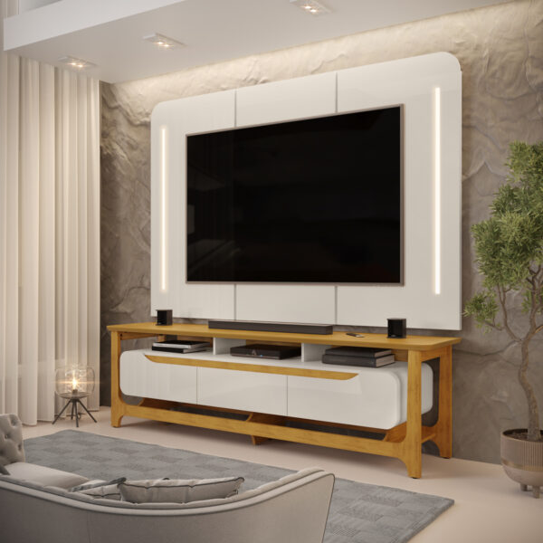 Bancada Com Painel Salvatore DJ Moveis - 100% MDF - 2,00m - 1.27/SR