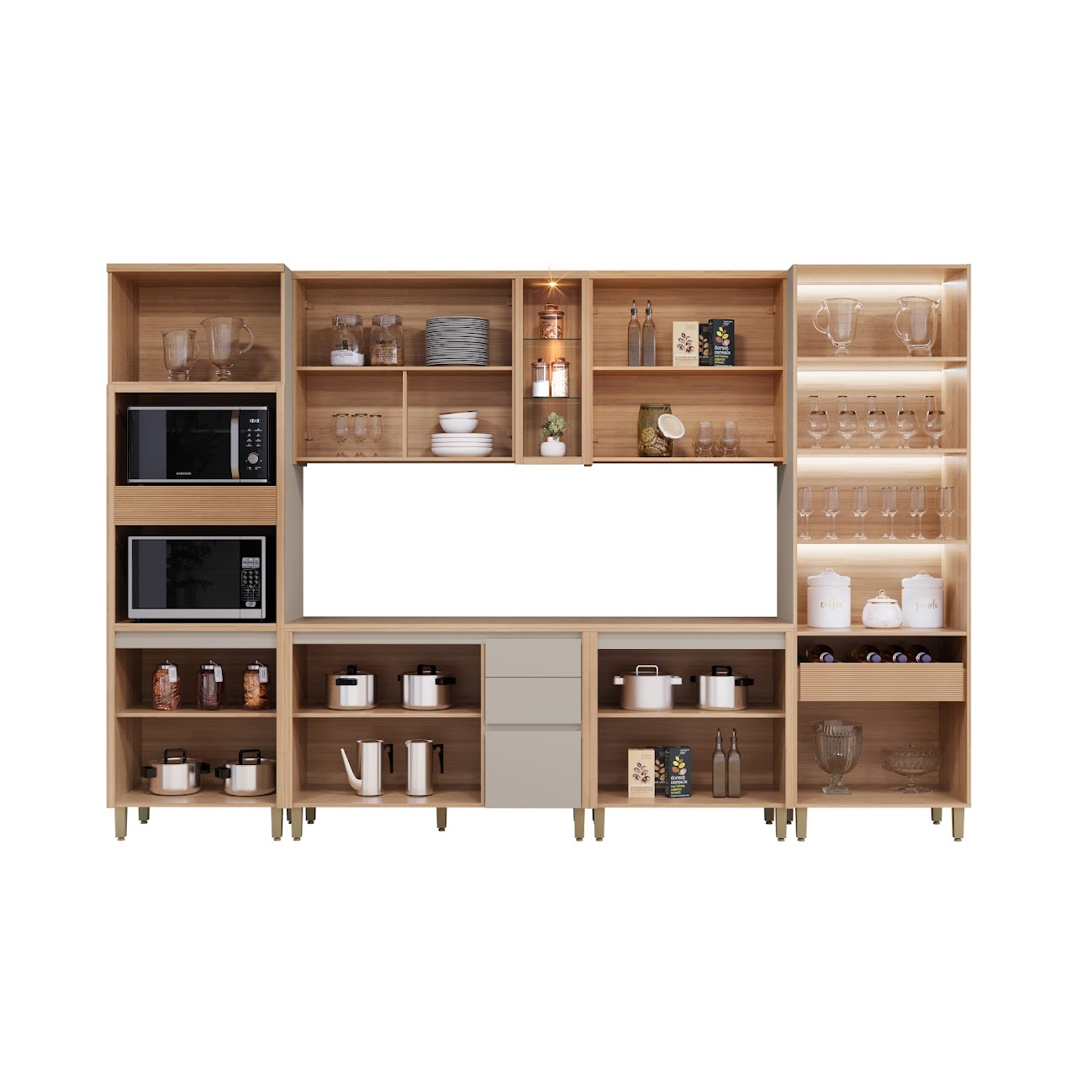 Cozinha Allure 6 peças LINEA BRASIL - 3.4m - 100%MDF 3.2/TRA - Imagem 9