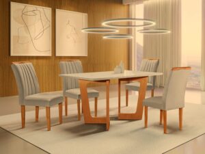 Mesa Dubai+4 Cadeiras Marselha – 1,20m – 1.19/SR