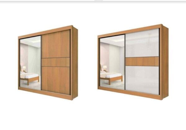 Roupeiro Titanium  2 P 6G C/ 1 Espelho Detalhe Ripado 100% MDF -  2.20m - D Doro -1.9/RF/SR - Imagem 8
