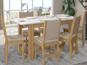 Mesa Bellagio + 6 Cadeiras Clara – 1,50m – 6.5/SR