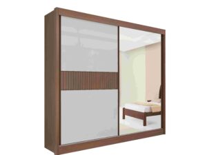 Roupeiro Titanium  2 P 6G C/ 1 Espelho Detalhe Ripado 100% MDF –  2.20m – D Doro -1.9/RF/SR