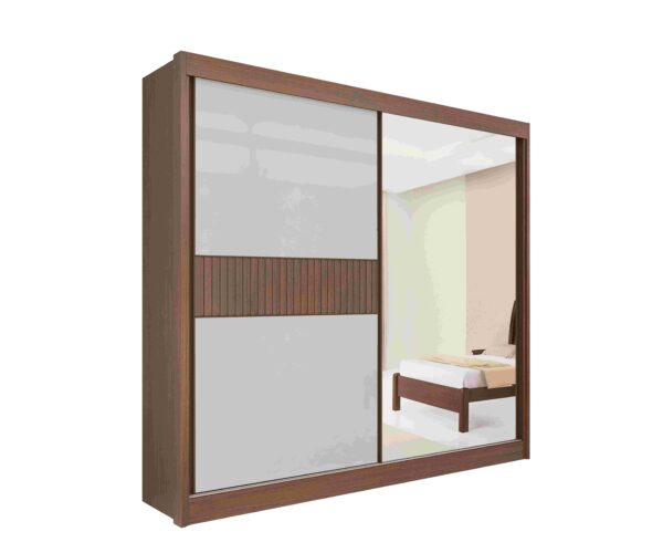 Roupeiro Titanium  2 P 6G C/ 1 Espelho Detalhe Ripado 100% MDF -  2.20m - D Doro -1.9/RF/SR