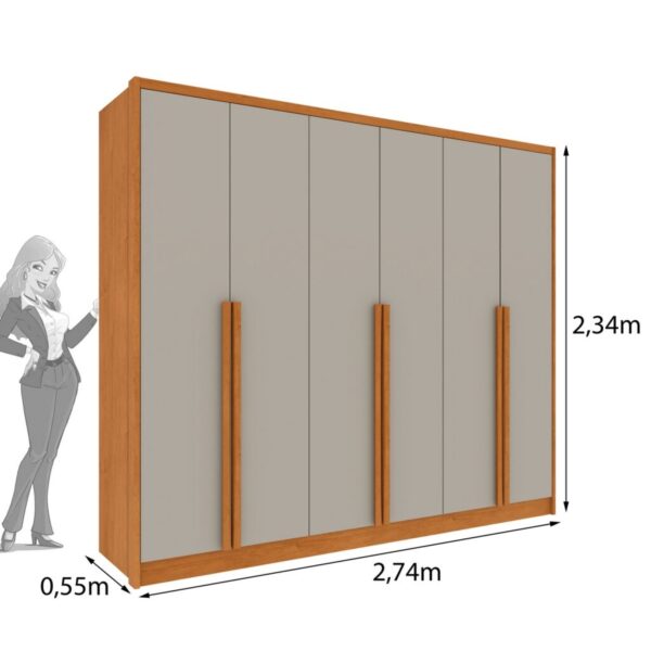 Roupeiro GR 6 Portas Aracena/Realeza/Esplendor 100%MDF – TCIL - 2,74m - 1.5/PR/TD 1.6/SR - Imagem 3