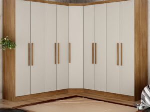 Roupeiro GR Modulado Rizon 001(Dois Módulos 4 Portas + Um Módulo Canto Oblíquo) 100%MDF – Novo Horizonte – 2,44m – 2.5/TD
