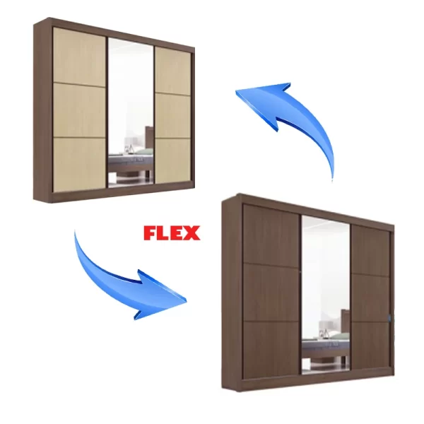 Roupeiro Casal Cristal 3P 6G 100% MDF Portas Flex Larg. 2.42m - D Doro 1.9/RF/PR