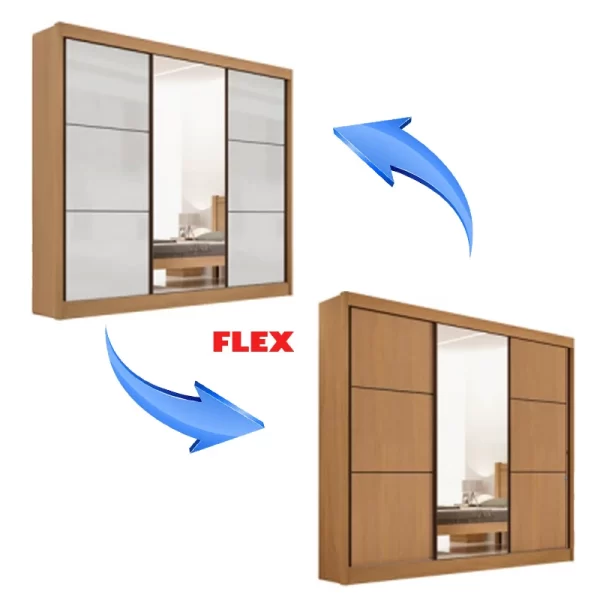 Roupeiro Casal Cristal 3P 6G 100% MDF Portas Flex Larg. 2.42m - D Doro 1.9/RF/PR - Imagem 7