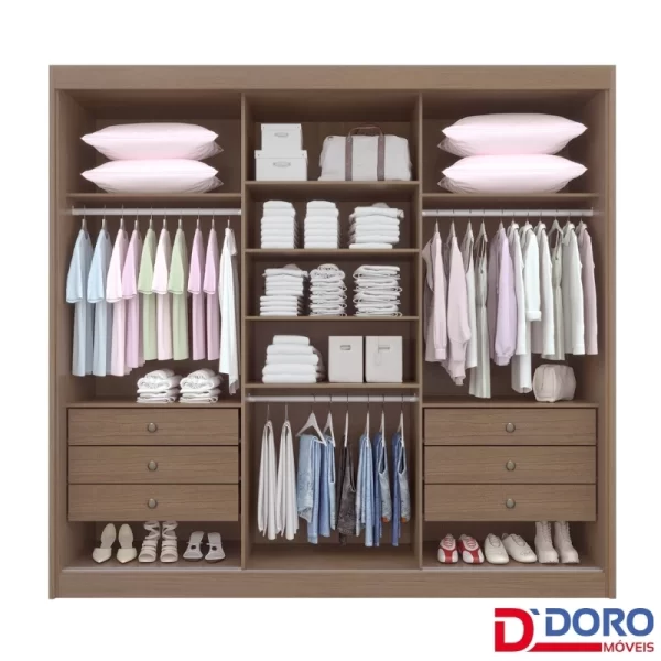 Roupeiro Casal Cristal 3P 6G 100% MDF Portas Flex Larg. 2.42m - D Doro 1.9/RF/PR - Imagem 4