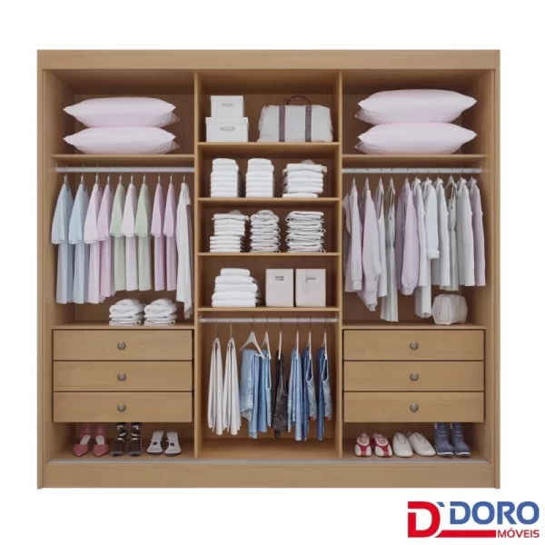 Roupeiro Casal Cristal 3P 6G 100% MDF Portas Flex Larg. 2.42m - D Doro 1.9/RF/PR - Imagem 8